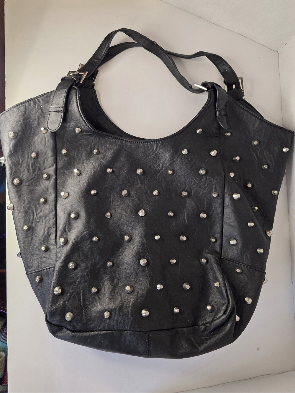 Rampage Black Faux-Leather Studded Tote - Picture 2 of 7